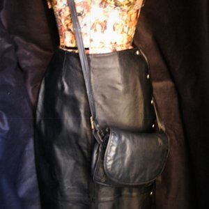 Small Black Leather Organizer Crossbody Bag